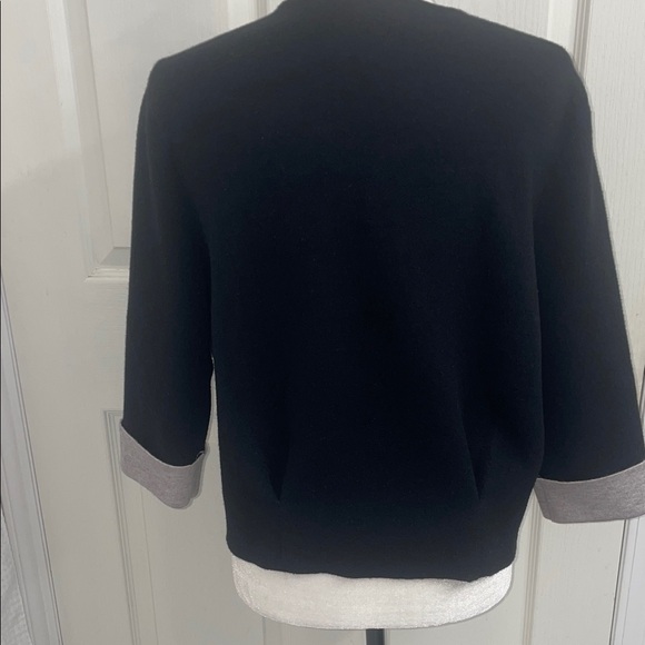 Tristan Blk & Grey Open Front Cropped Cardigan Bolero or Shrug  3/4 Sleeve Sz L - Picture 6 of 16